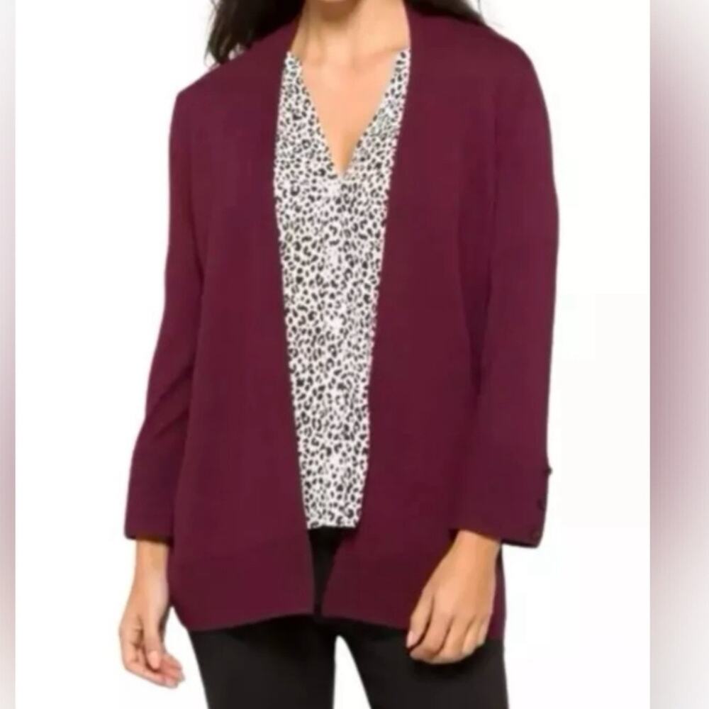 Stitch Fix Evolution by Cyrus Myna Open Cardigan Sweater Layering‎ Plum NEW Sz M